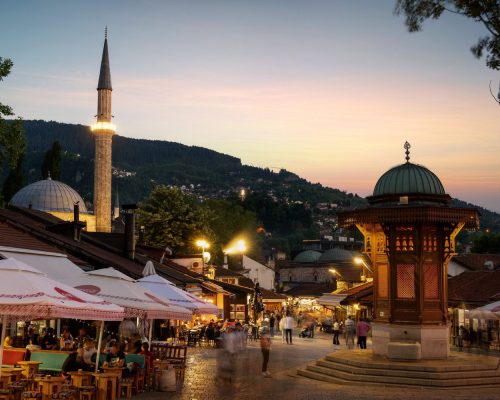 Sarajevo Bosnia Herzegovina main square taken in June 2022