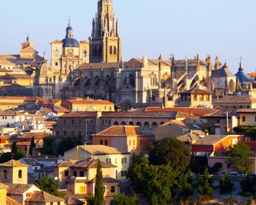 Primate Cathedral of Saint Mary in summer morning. Toledo, Spain