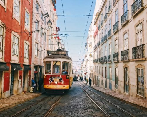 Vintage Tramway Connecting Lisbon's Historic City Streets